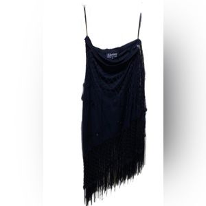 KHARISMA BLACK FRINGE STRAPLESS DRESS SZ M
